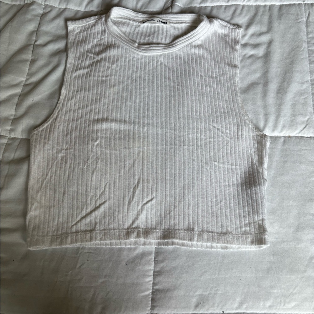 Reformation Cream Ribbed Top